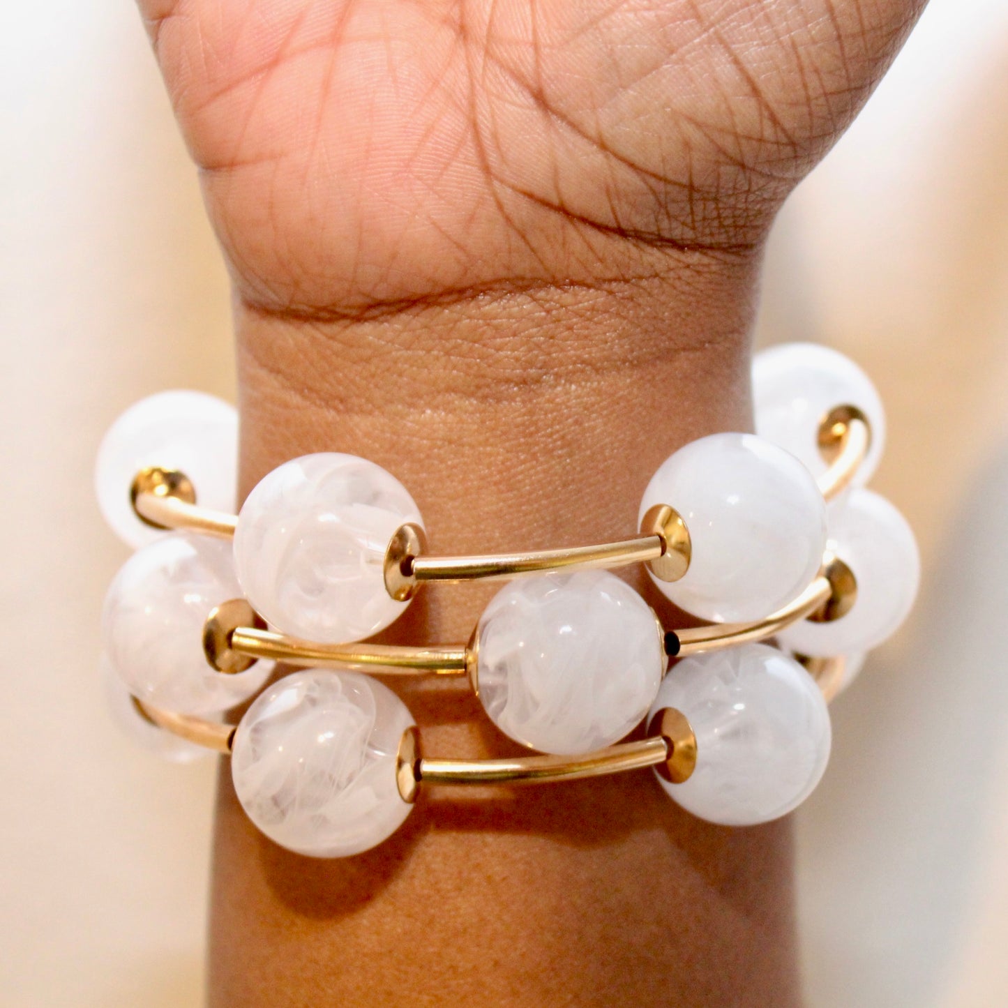 Bubbles Bracelet Set - Milky White
