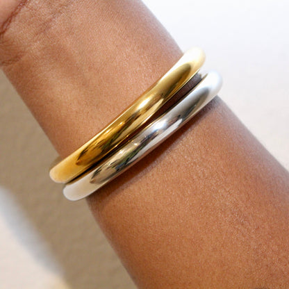 Slick Bangle Set Thick - Silver