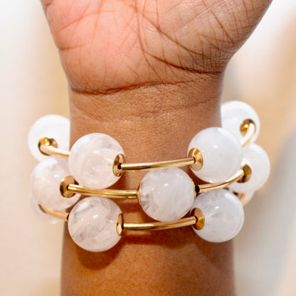 Bubbles Bracelet Set - Milky White