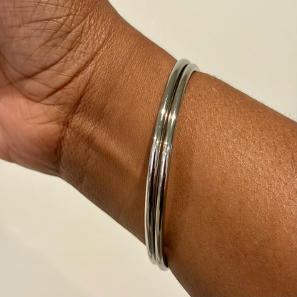 Slick Bangle Set Thin - Silver